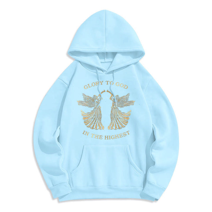 Christianartworkshop Classic Style Glory To God In The Highest Angel Fleece Lined Polyester Hoodie