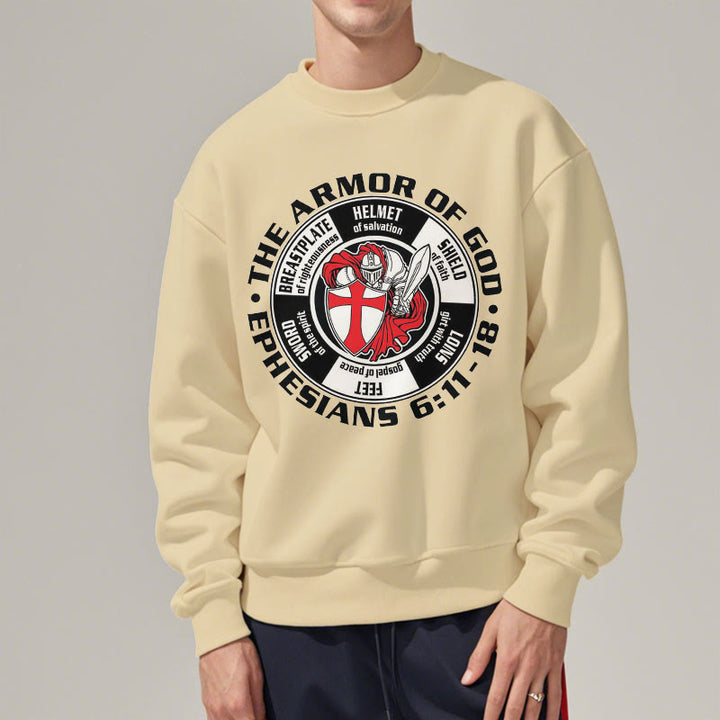 Christianartworkshop Modern Colored Style Crusader Knight Armor of God Fleece Lined Polyester Sweatshirt