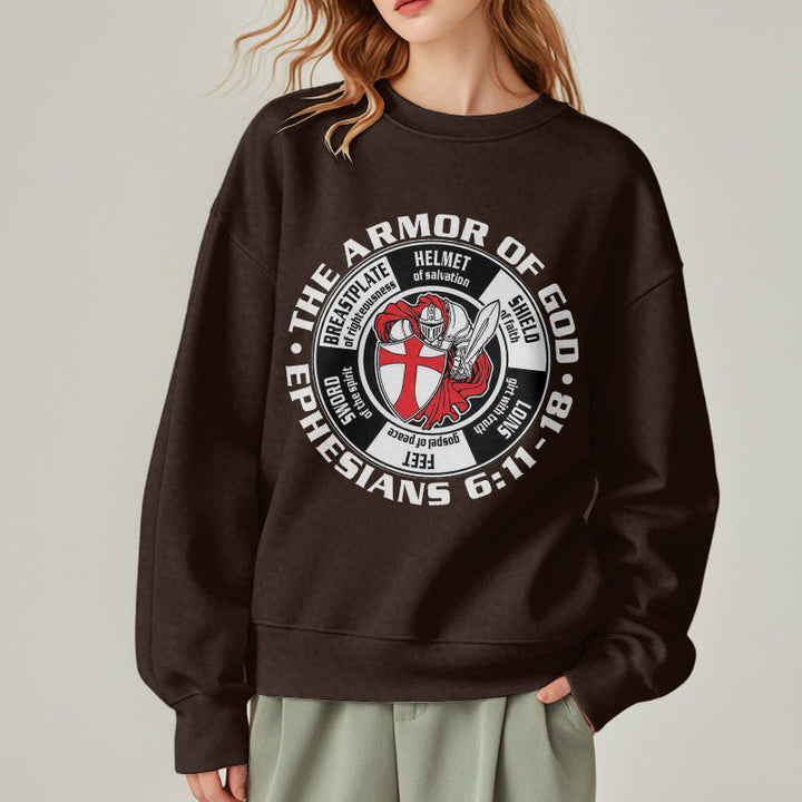 Christianartworkshop Modern Colored Style Crusader Knight Armor of God Fleece Lined Polyester Sweatshirt