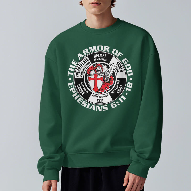 Christianartworkshop Modern Colored Style Crusader Knight Armor of God Fleece Lined Polyester Sweatshirt