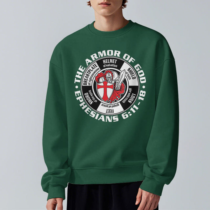 Christianartworkshop Modern Colored Style Crusader Knight Armor of God Fleece Lined Polyester Sweatshirt
