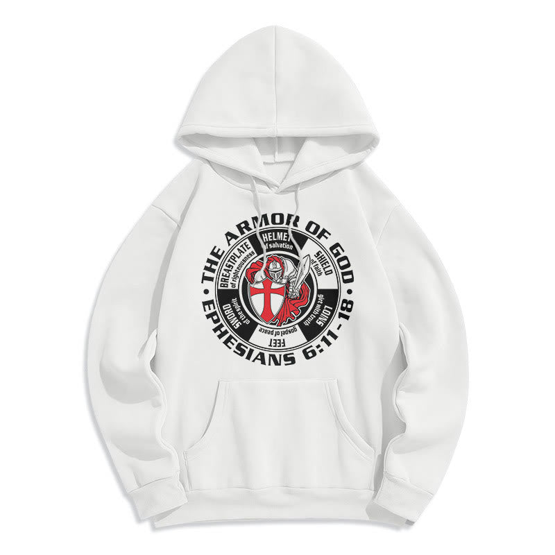 Christianartworkshop Modern Colored Style Crusader Knight Armor of God Fleece Lined Polyester Hoodie