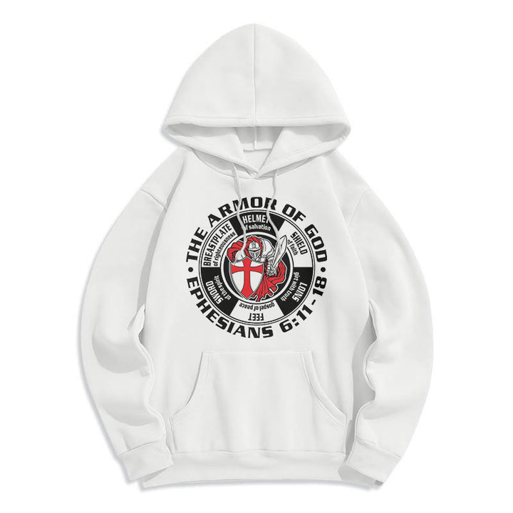 Christianartworkshop Modern Colored Style Crusader Knight Armor of God Fleece Lined Polyester Hoodie