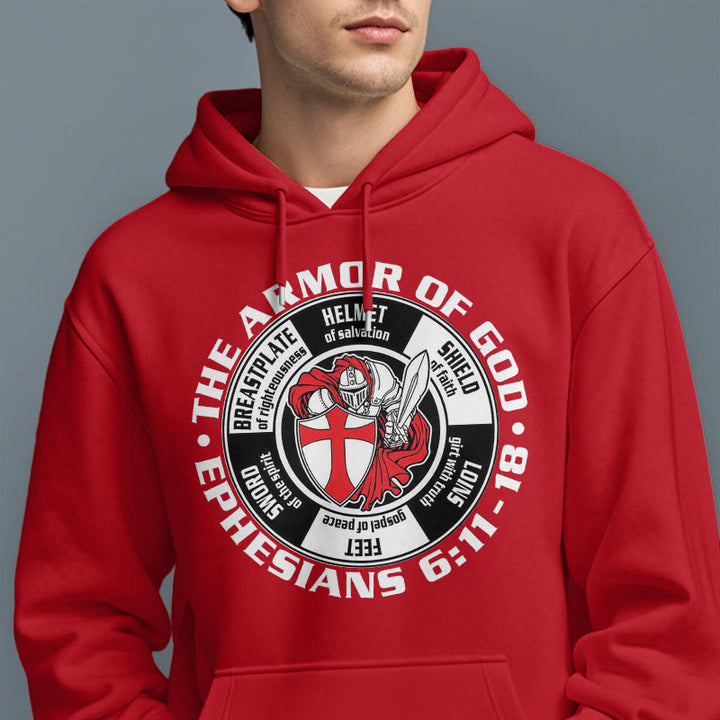 Christianartworkshop Modern Colored Style Crusader Knight Armor of God Fleece Lined Polyester Hoodie
