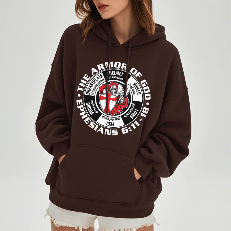 Christianartworkshop Modern Colored Style Crusader Knight Armor of God Fleece Lined Polyester Hoodie