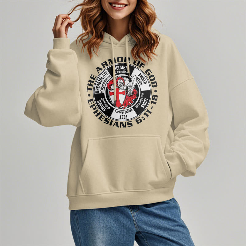 Christianartworkshop Modern Colored Style Crusader Knight Armor of God Fleece Lined Polyester Hoodie