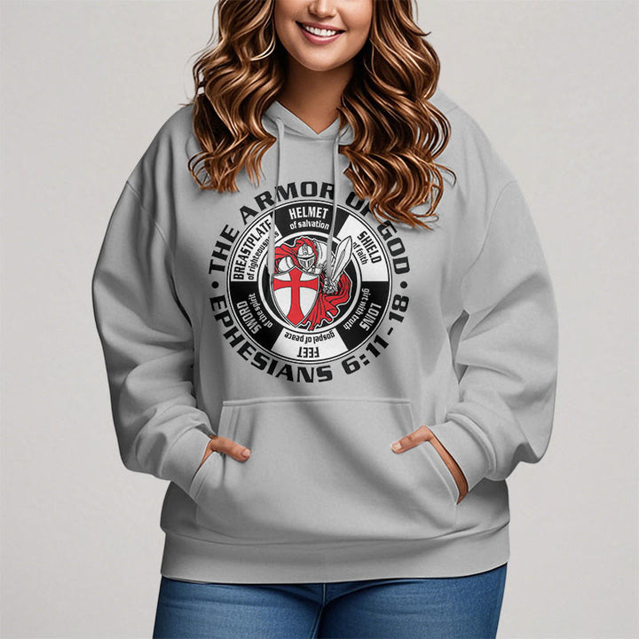 Christianartworkshop Modern Colored Style Crusader Knight Armor of God Fleece Lined Polyester Hoodie