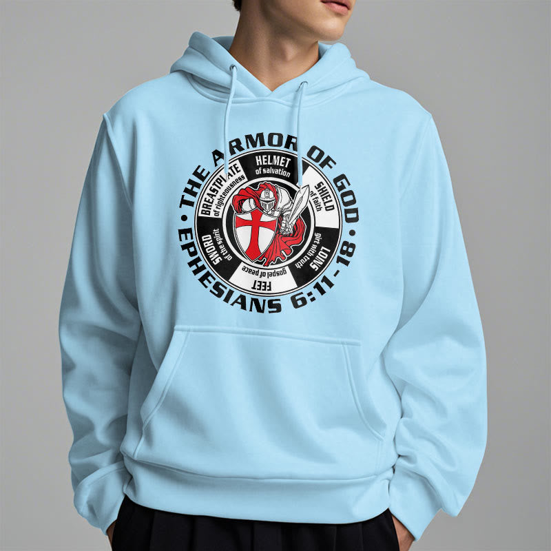 Christianartworkshop Modern Colored Style Crusader Knight Armor of God Fleece Lined Polyester Hoodie