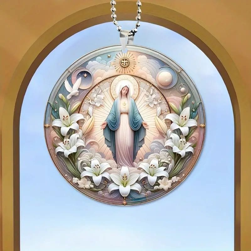 Christianartworkshop Classic Colored Style Divine Serenity Mary Christmas Hanging Ornaments - image 1