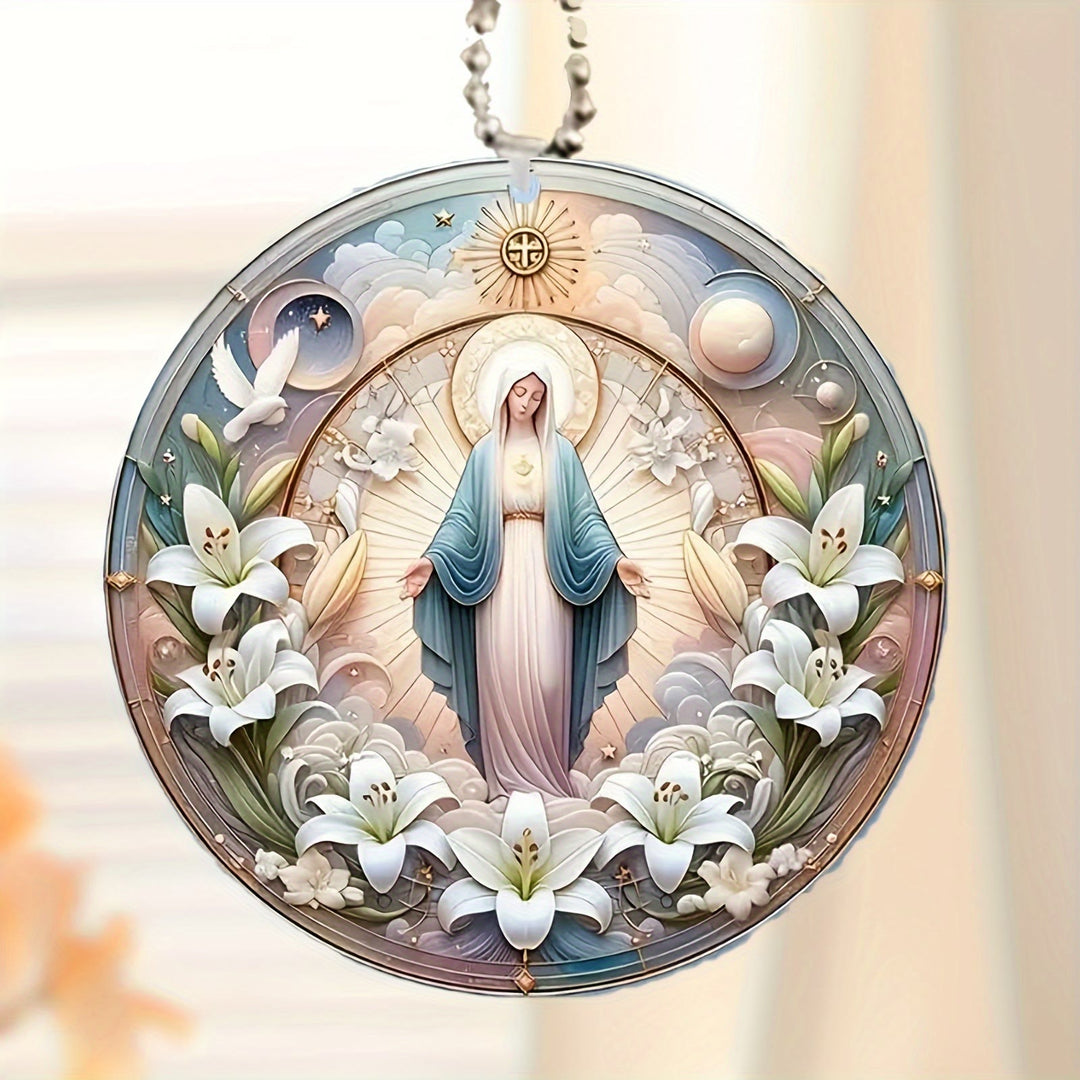 Christianartworkshop Classic Colored Style Divine Serenity Mary Christmas Hanging Ornaments - Ceramics - image 0