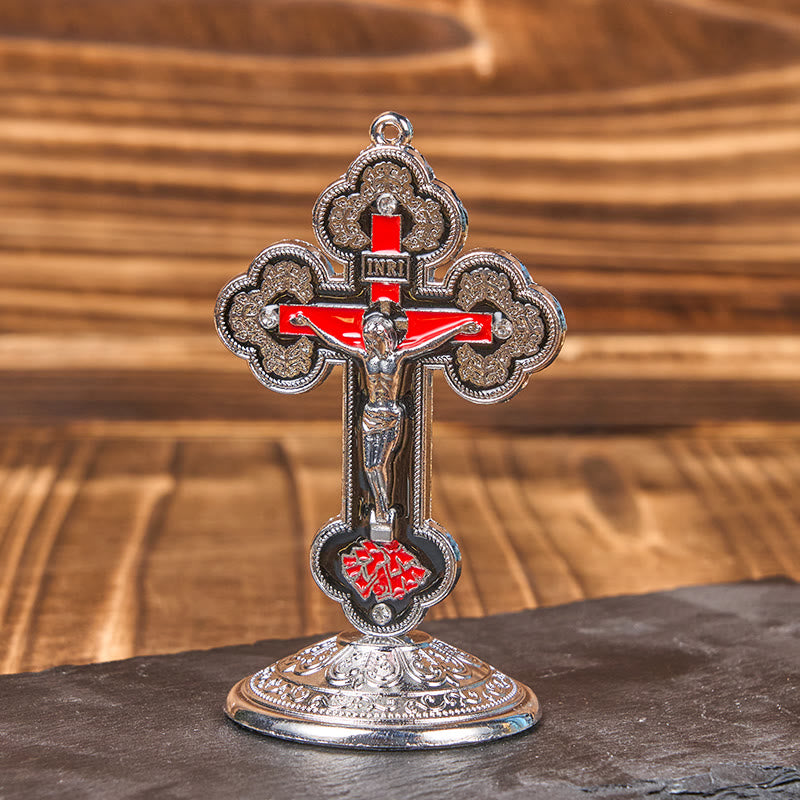 Christianartworkshop Retro Classic Style Radiant Ornate Crucifix Stand Desktop Ornaments