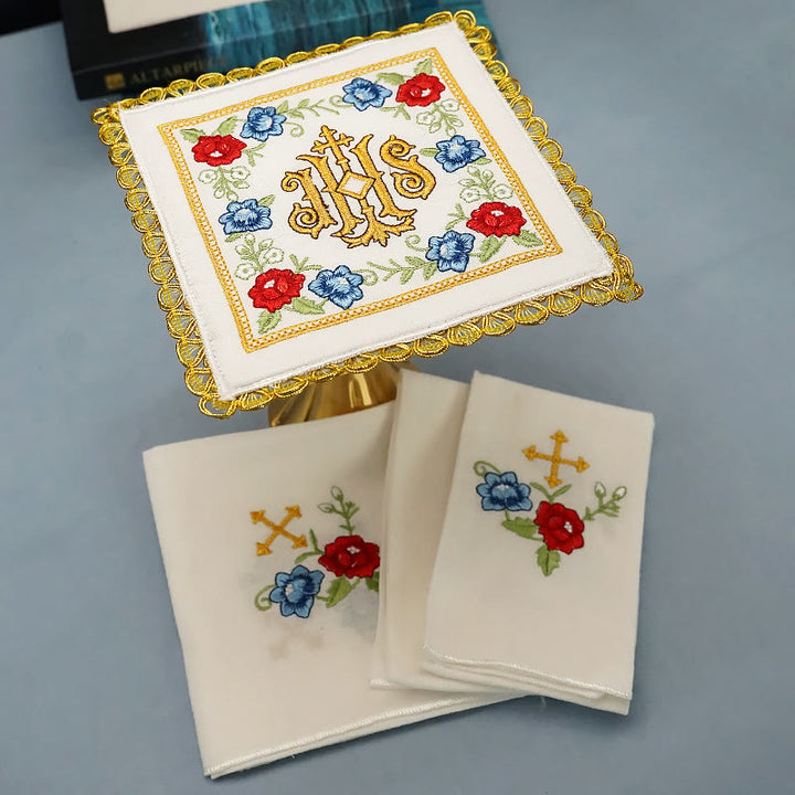 Christianartworkshop Classic Style Sacred IHS Floral Devotion Altar Linen Set