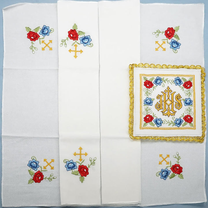 Christianartworkshop Classic Style Sacred IHS Floral Devotion Altar Linen Set
