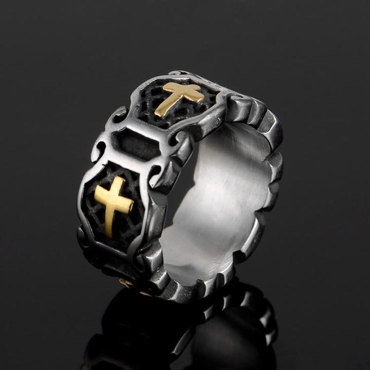 Christianartworkshop Modern Style Sacred Cross Elegant Pattern Ring