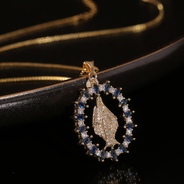 Christianartworkshop Luxury Style Our Lady of Miraculous Medal Gemstones Pendant Necklace