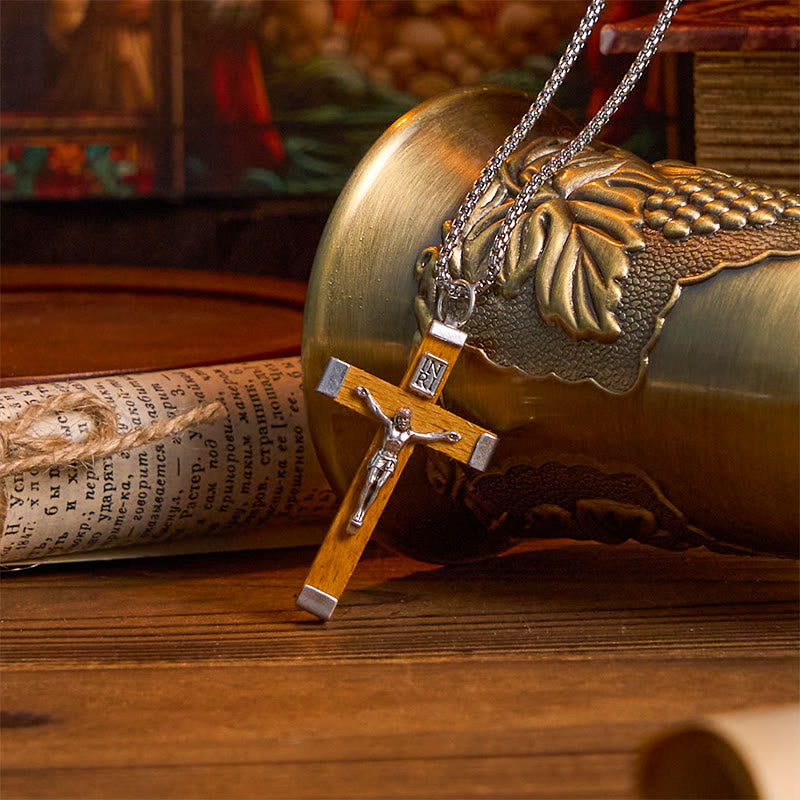 Christianartworkshop Retro Style Jesus Icon Crucifix Wood & Alloy