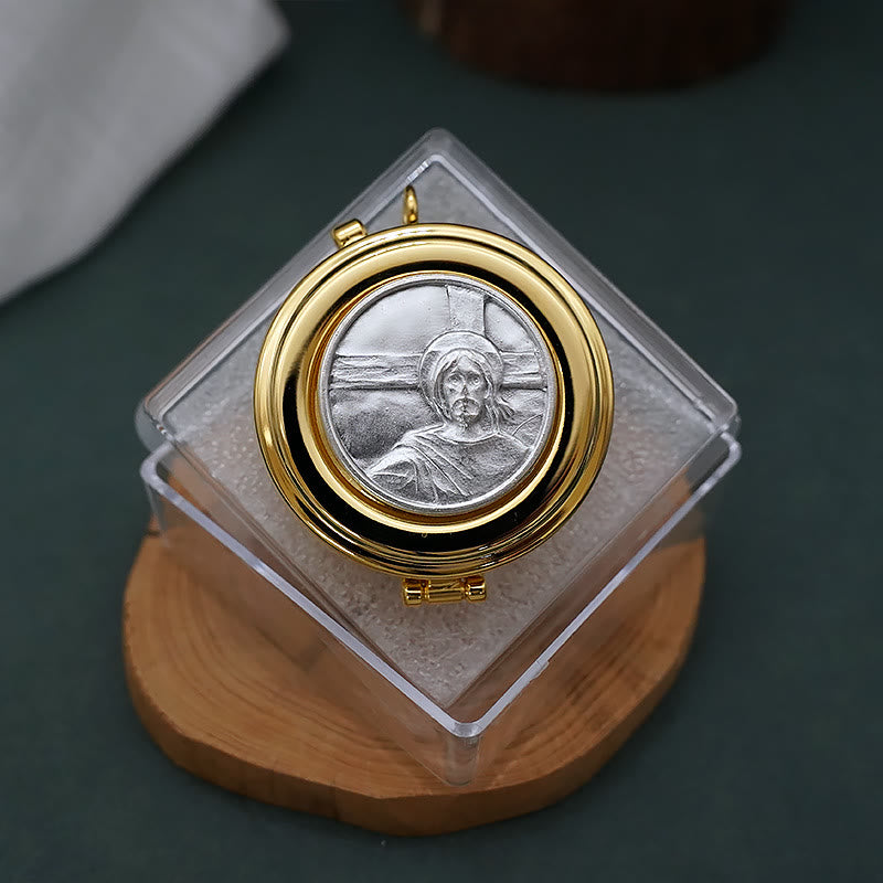 Christianartworkshop Gold-Plated Pyx with "See This Man" Pattern–Sacred Vessel for the Holy Eucharist