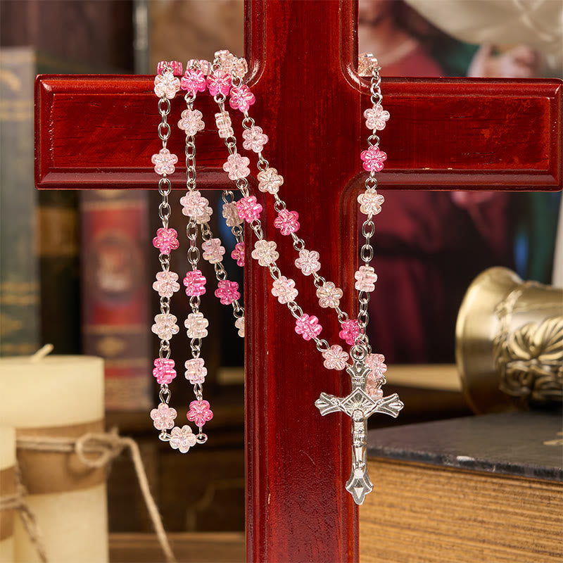 Heart of Thorns & Our Lady of Guadalupe Rosary - Handmade Pink