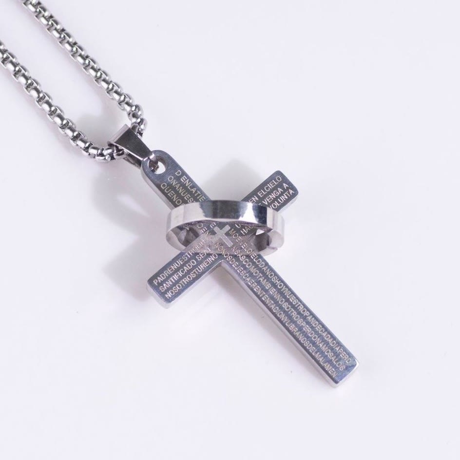 Christianartworkshop Minimalist Bible Verse Cross with Ring Faith Pendant Necklace