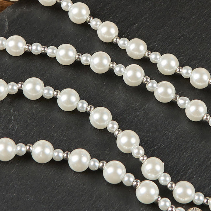 Christianartworkshop Miraculous Medal & Crucifix of 4mm White  Pearl Ball Prayer Beads Rosary