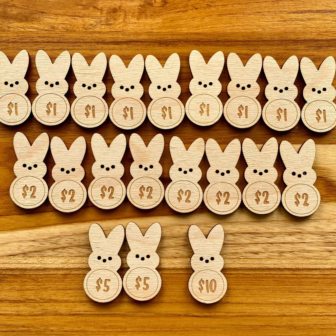 Christianartworkshop Easter Egg Filler - Engraved Bunny Shaped Easter Egg Filler Tokens with Activities