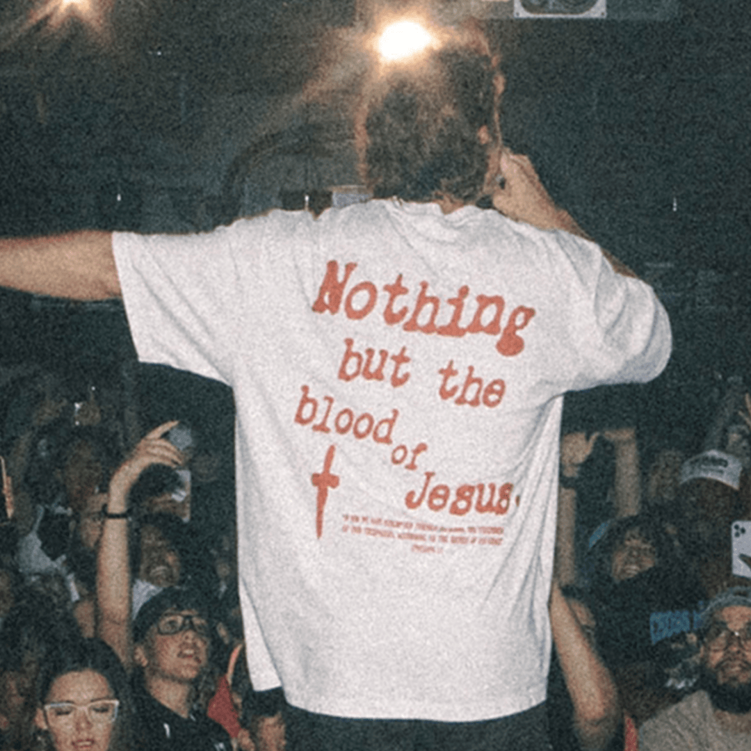 Christianartworkshop Nothing But Blood Of Jesus Cotton T-Shirt - image 2