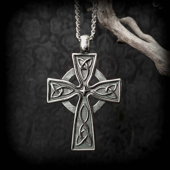 Christianartworkshop Vintage Trinity Sacred Celtic Cross Necklace: A Divine Symbol of Faith and Heritage