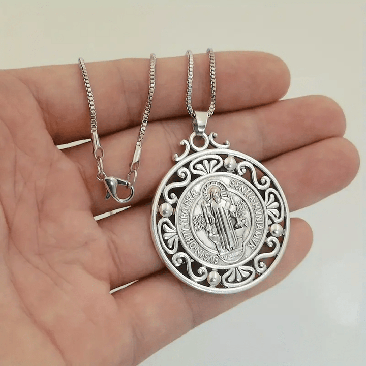 Christianartworkshop St. Benedict Medal Exquisite Crafted Necklace: A Symbol of Faith & Protection