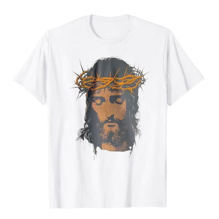 Christianartworkshop Jesus Face and Crown of Thorns Graphic T-Shirt