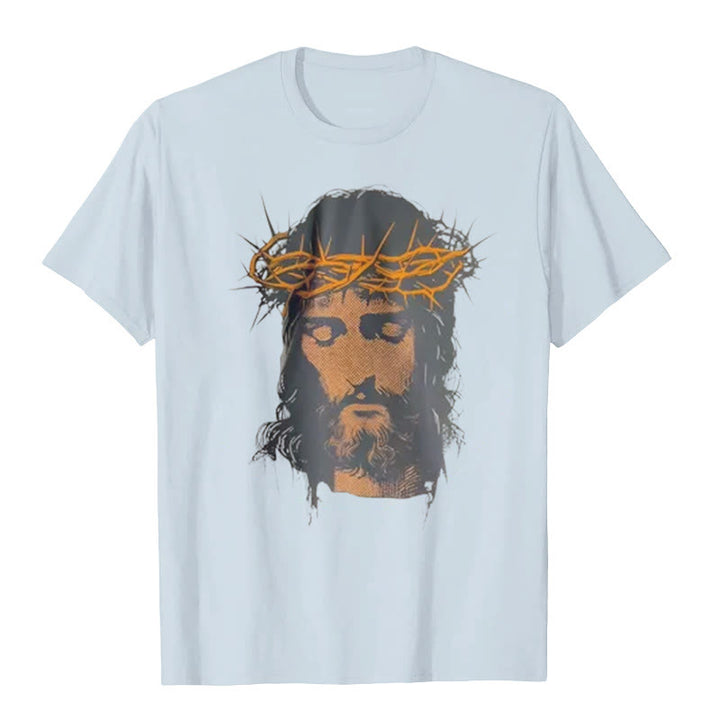 Christianartworkshop Jesus Face and Crown of Thorns Graphic T-Shirt