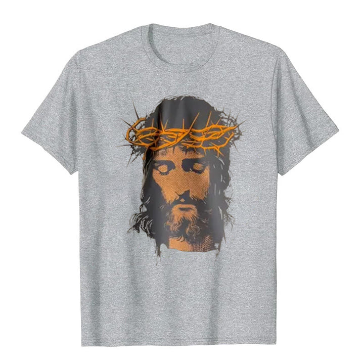 Christianartworkshop Jesus Face and Crown of Thorns Graphic T-Shirt