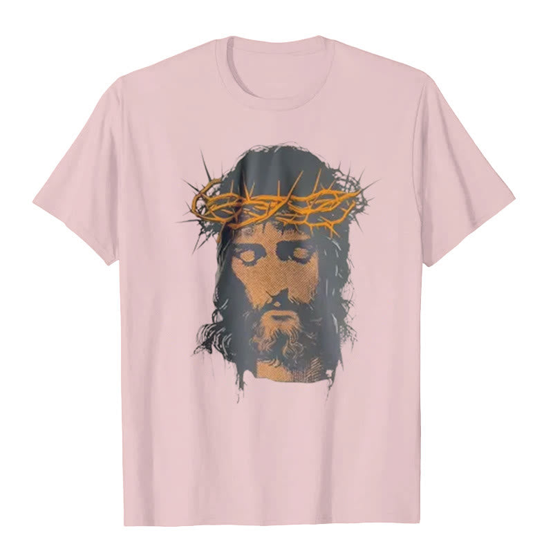 Christianartworkshop Jesus Face and Crown of Thorns Graphic T-Shirt