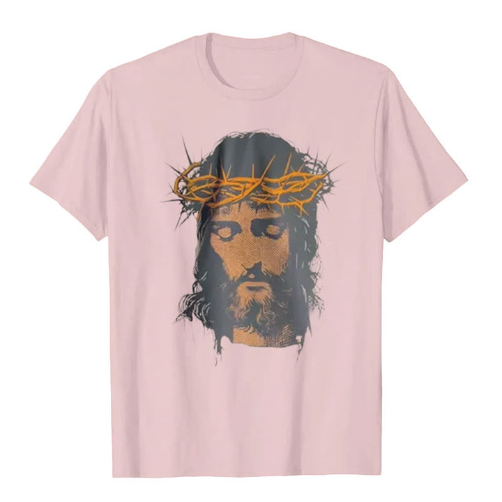 Christianartworkshop Jesus Face and Crown of Thorns Graphic T-Shirt