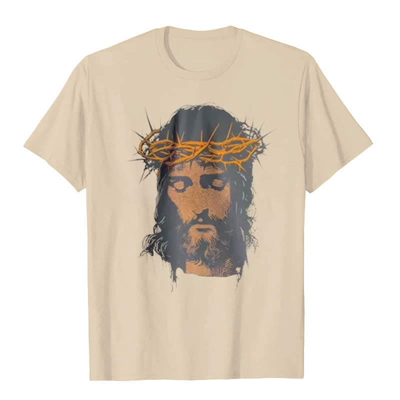 Christianartworkshop Jesus Face and Crown of Thorns Graphic T-Shirt