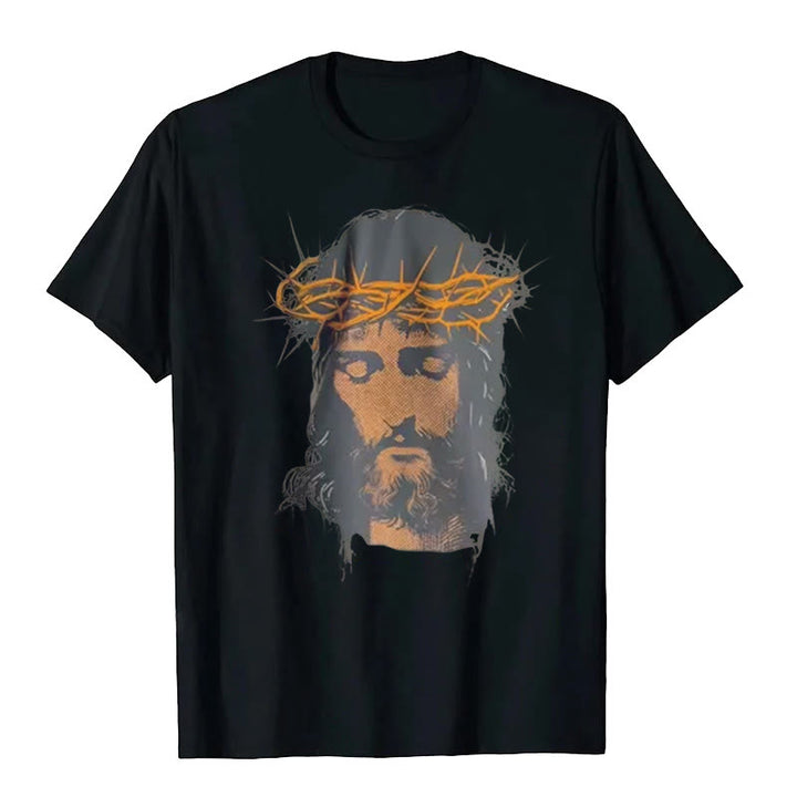 Christianartworkshop Jesus Face and Crown of Thorns Graphic T-Shirt - image 4