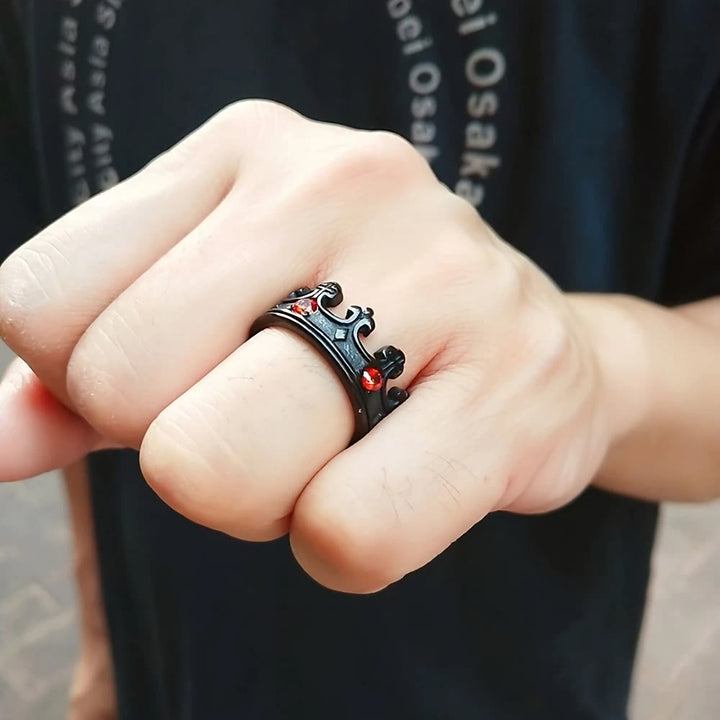 Christianartworkshop 4colors The Crown of Faith Cross Ring - Red Gemstones Set Divine Design for Believer
