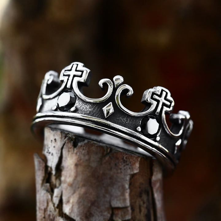 Christianartworkshop 4colors The Crown of Faith Cross Ring - Red Gemstones Set Divine Design for Believer