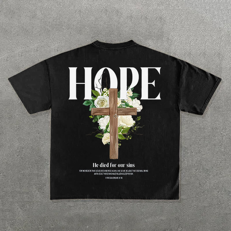 Christianartworkshop Hope Cross Print T-Shirt