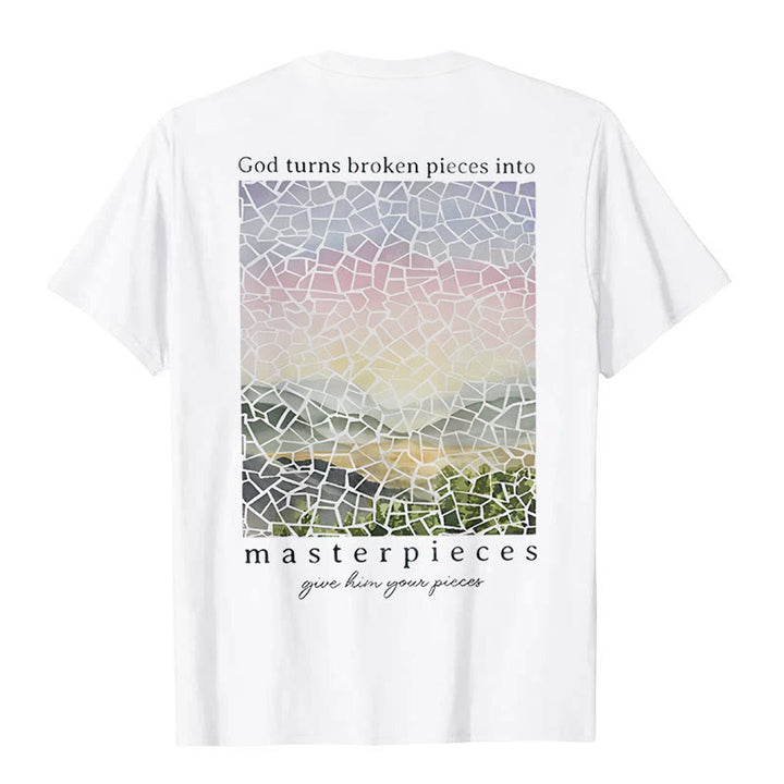 Christianartworkshop God Turns Broken Pieces into Masterpieces T-Shirt - image 2