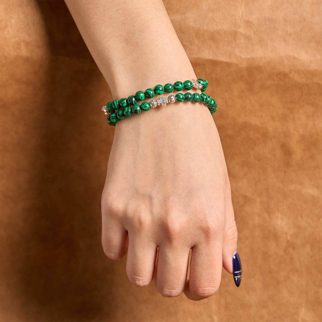 Christianartworkshop Green Malachite Beads Cross I Love Jesus Faith Rosary Bracelet