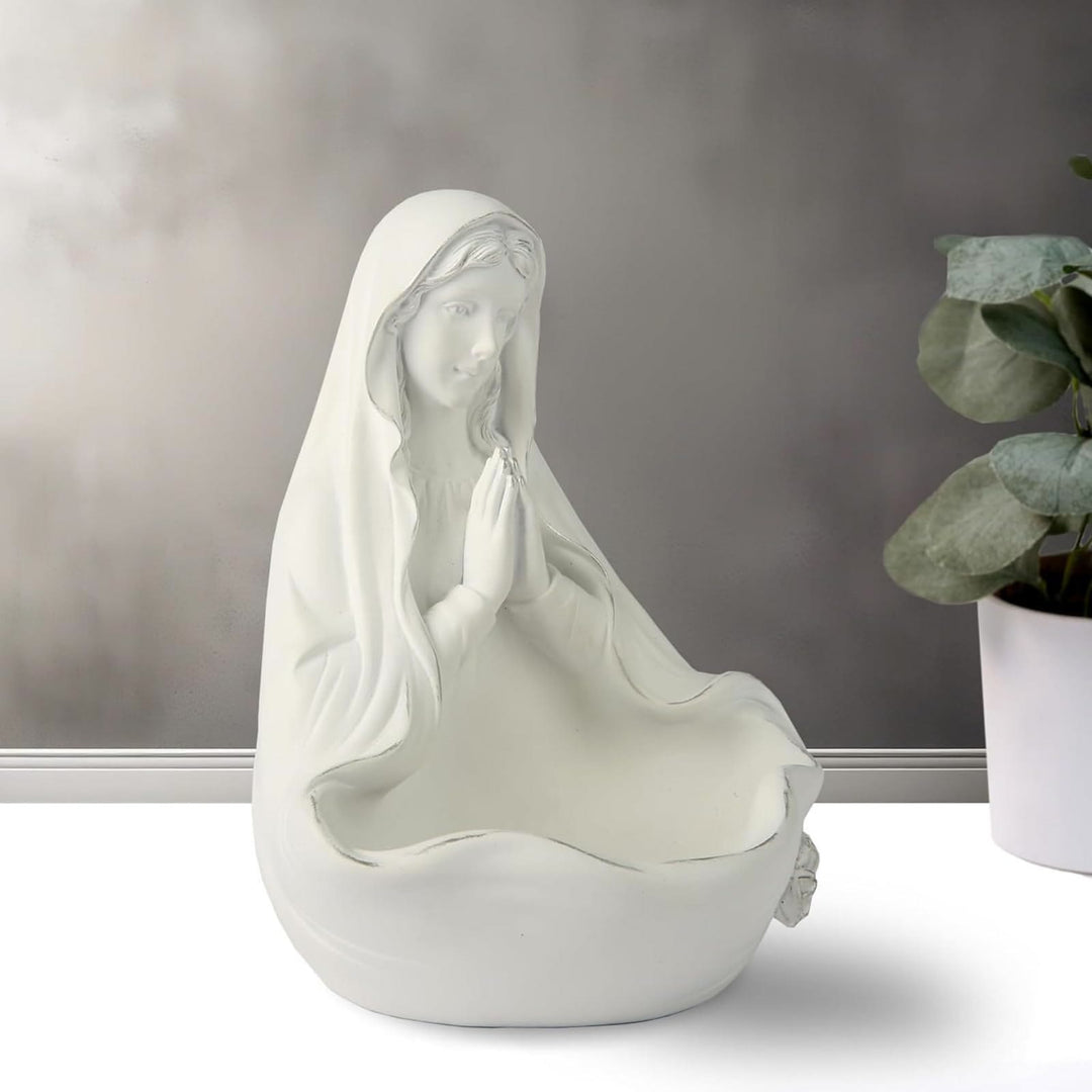 Christianartworkshop Our Lady white Rosary Holder Container: Embracing Tranquility with Divine Grace
