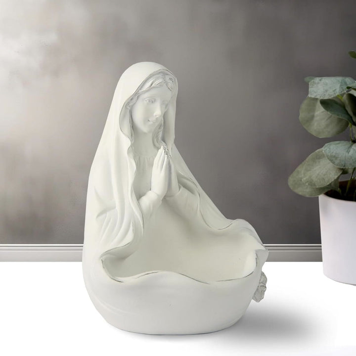 Christianartworkshop Our Lady white Rosary Holder Container: Embracing Tranquility with Divine Grace