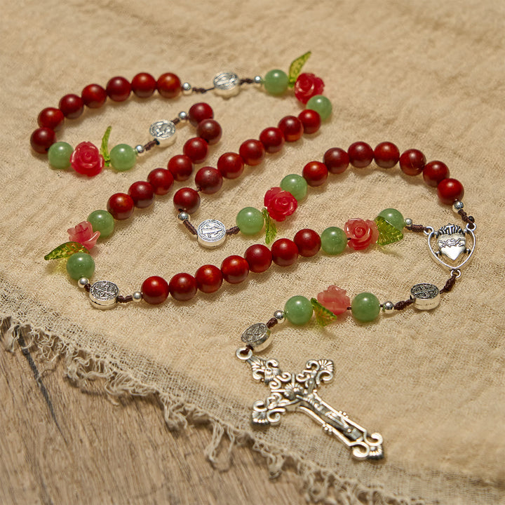 Christianartworkshop Handmade Rosary with Blood Dragon Wood Beads and Crucifix – A Symbol of Spiritual Bond and Devotion