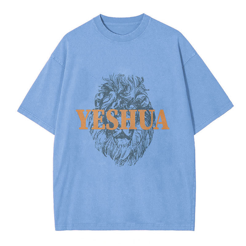 Christianartworkshop "YESHUA" Lion Head Washed T-Shirt