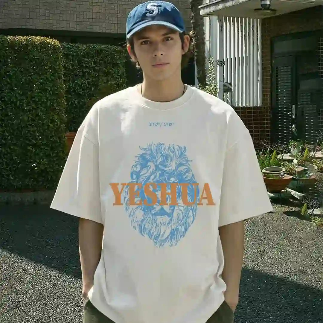 Christianartworkshop "YESHUA" Lion Head Washed T-Shirt