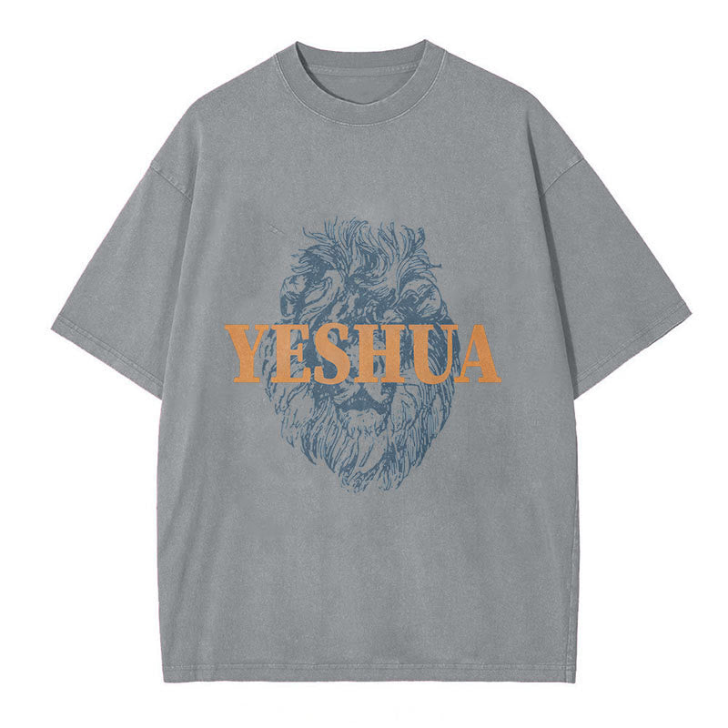 Christianartworkshop "YESHUA" Lion Head Washed T-Shirt