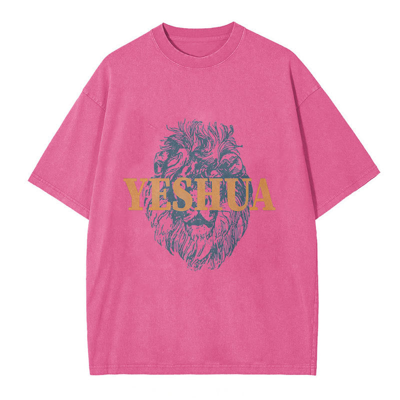 Christianartworkshop "YESHUA" Lion Head Washed T-Shirt