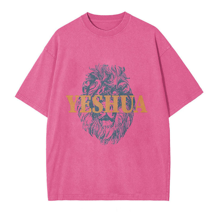 Christianartworkshop "YESHUA" Lion Head Washed T-Shirt