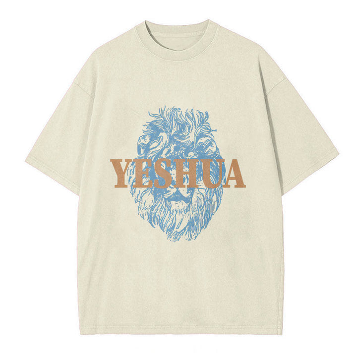 Christianartworkshop "YESHUA" Lion Head Washed T-Shirt