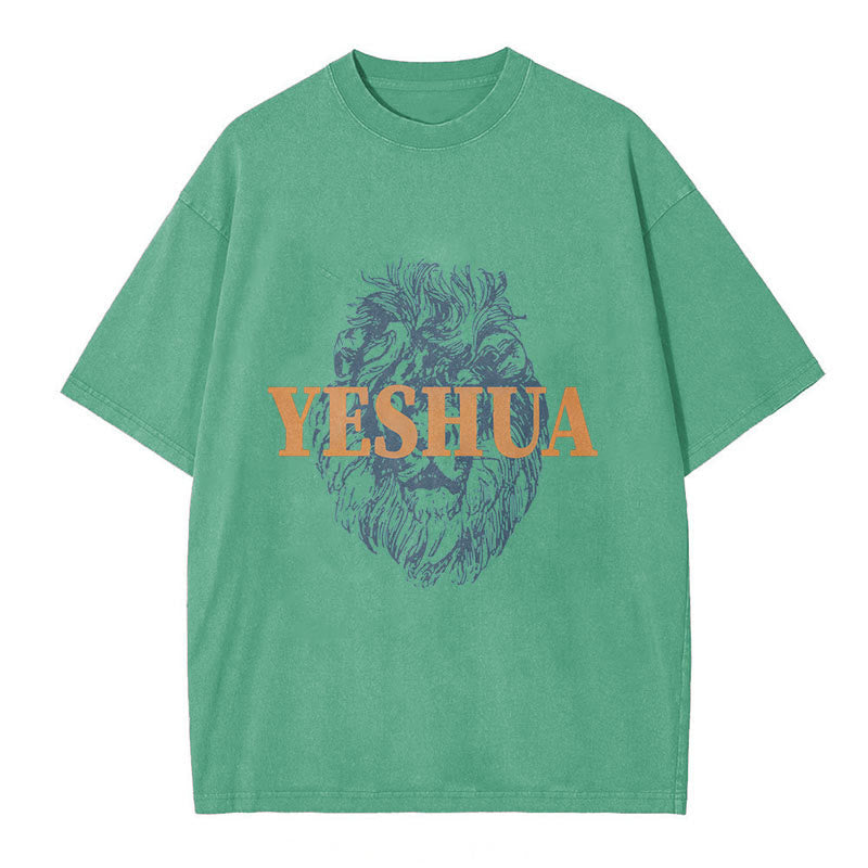 Christianartworkshop "YESHUA" Lion Head Washed T-Shirt